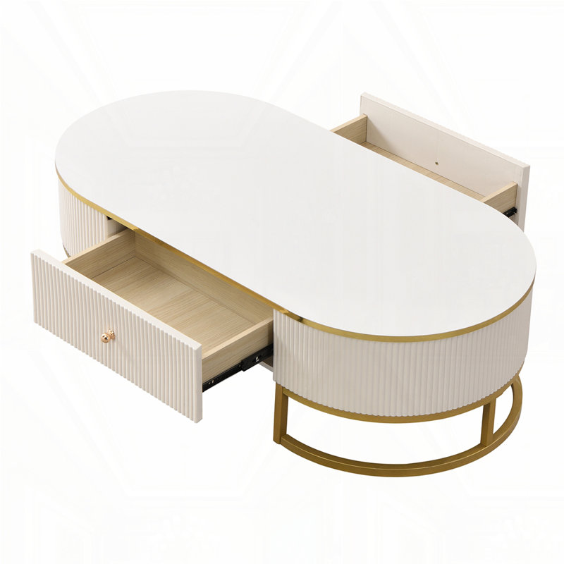 Modern Oval Coffee Table with Drawers