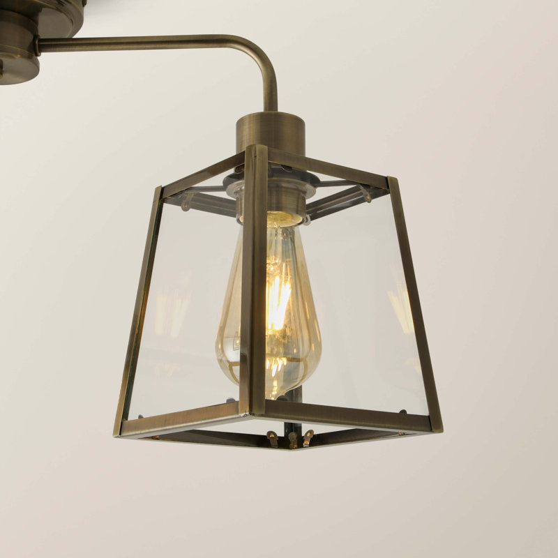 Aniva Glass Semi Flush Mount, Antique Brass