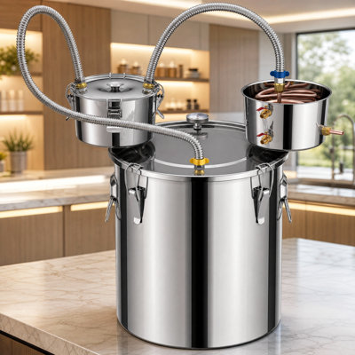 Cammoo 3 pots à alcool avec distillateur 13,2 gallons / 50 L, ensemble de brassage à la maison en acier inoxydable avec thermomètre, condensateur et baril Thump, pour le whisky diy