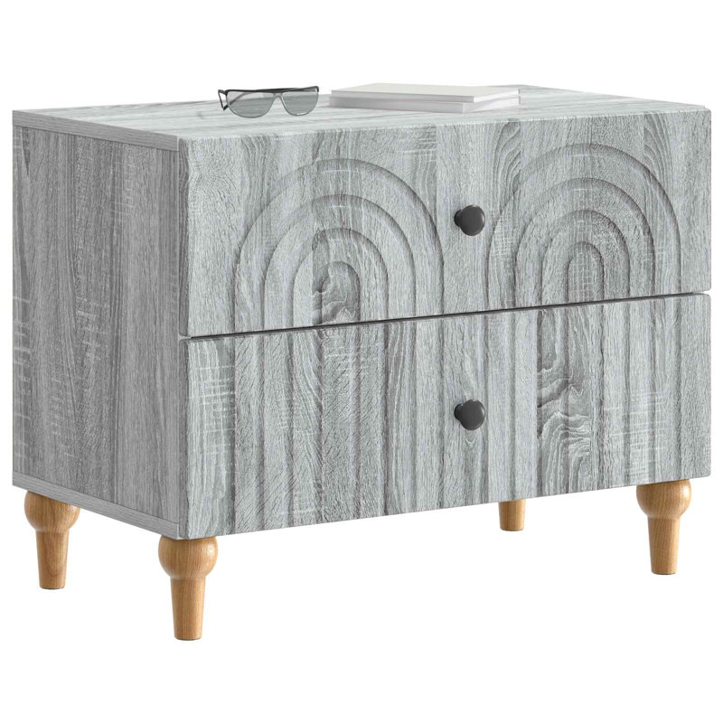 62cm W Manufactured Wood Bedside Table, Grey Sonoma