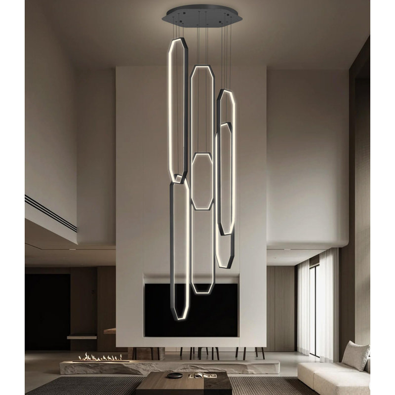 Lustre 6 lumières DEL, Matte Black, 138"