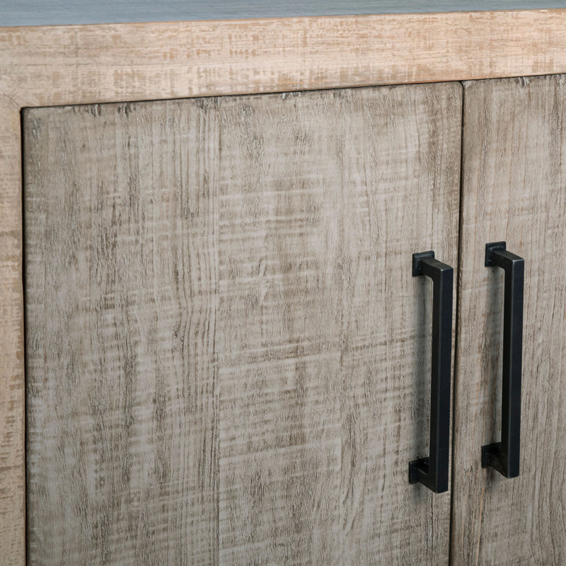 Merwin 84-Inch Reclaimed Pine 4-Door Sideboard, Light Brown