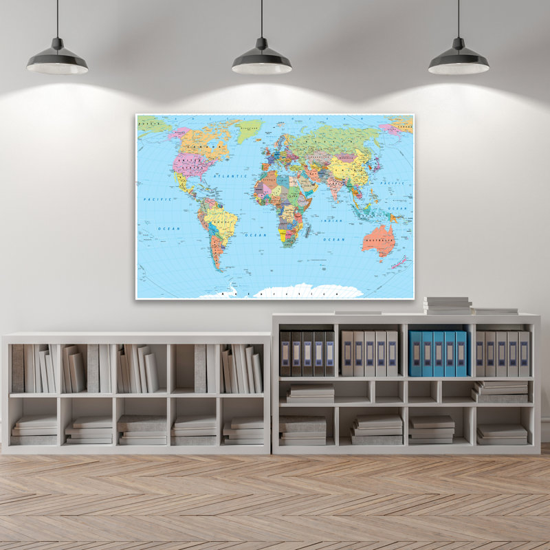 Reproduction d'affiche de carte du monde monde, carte du monde, impression de qualité artistique, art mural de style antique
