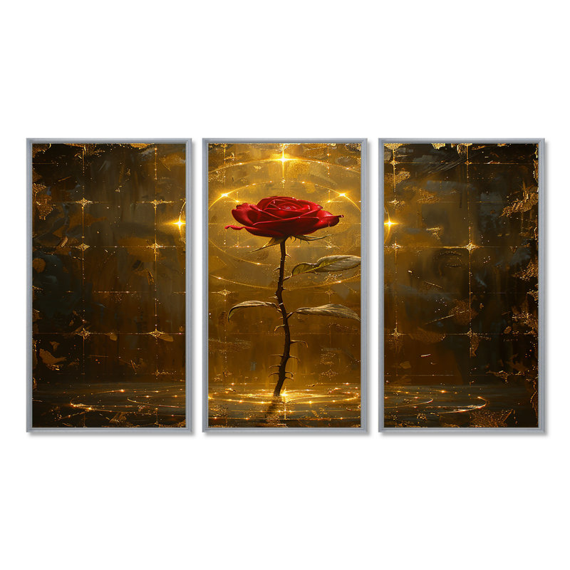 Zaid - ensemble d'art mural rose, Encadrement argenté, H 40 po x l 60 po x P 1 po