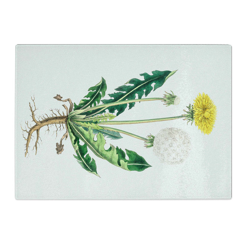 Tempered Glass Dandelion Flowers Illustration Chopping Board, 39 cm x 28.5 cm