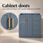 Meuble-lavabo autoportant de 90,8 cm (35,74 po) sans lavabo, structure en bois massif, 3 tiroirs et portes à fermeture douce, style moderne bleu