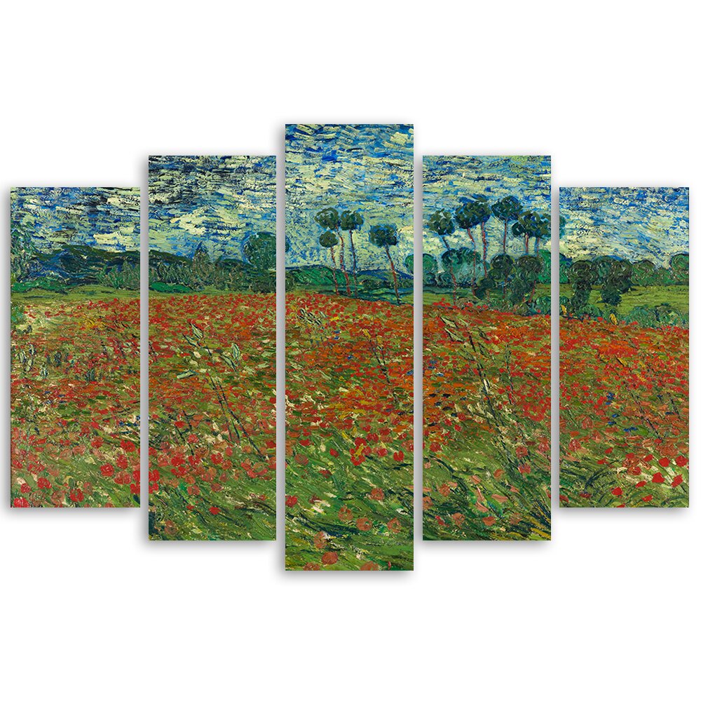 5-tlg. Leinwandbilder-Set Poppy Field von Vincent Van Gogh