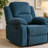 Light Blue Fluffy Fabric Single Sofa with Adjustable Backrest and Smart Features