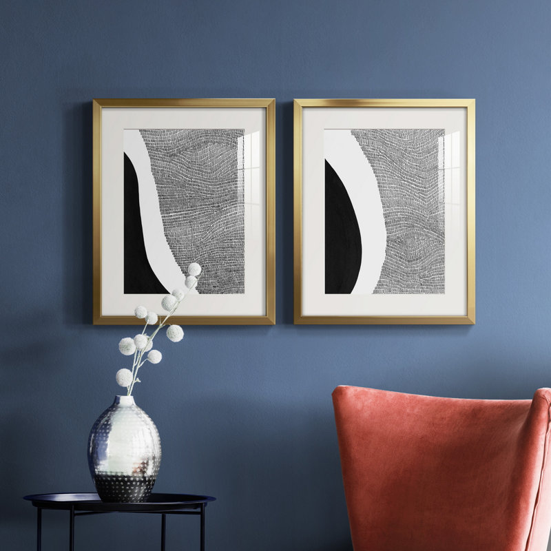 Black & White Abstract I " Abstract I " 2 - Pieces Painting Print