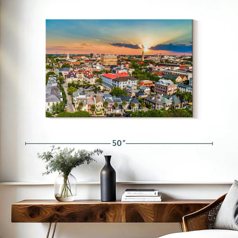 Vue aérienne du centre-ville de Nicci, Charleston, H 26 po x l 39 po