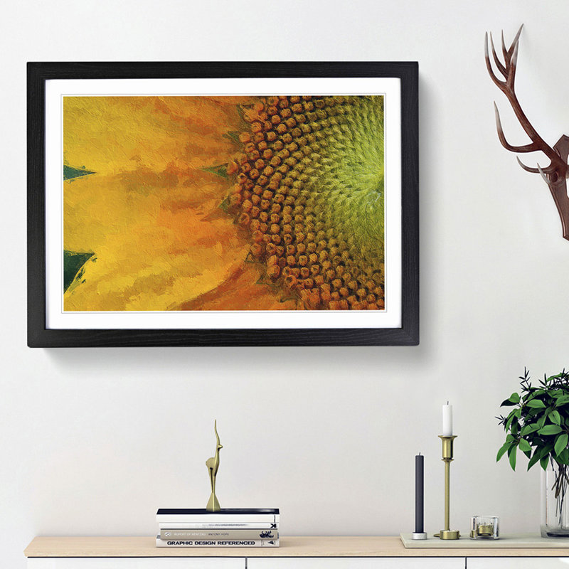 Petals of the Yellow Sunflower - Picture Frame Painting Print, Black Framed, 36cm H x 48cm W x 2cm D