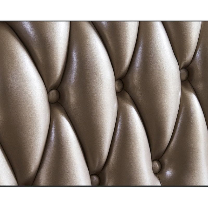 Fauteuil en cuir véritable capitonné European, Cuir véritable taupe