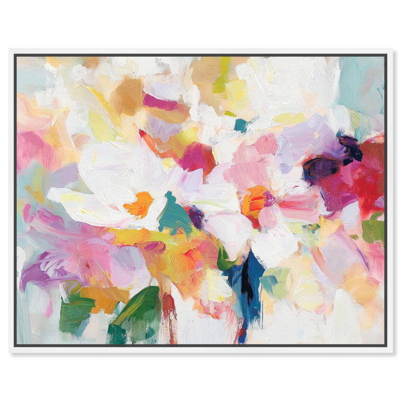 «Bold Brushstroke II», toile abstraite par, Cadre blanc, H 21 po x l 25 po