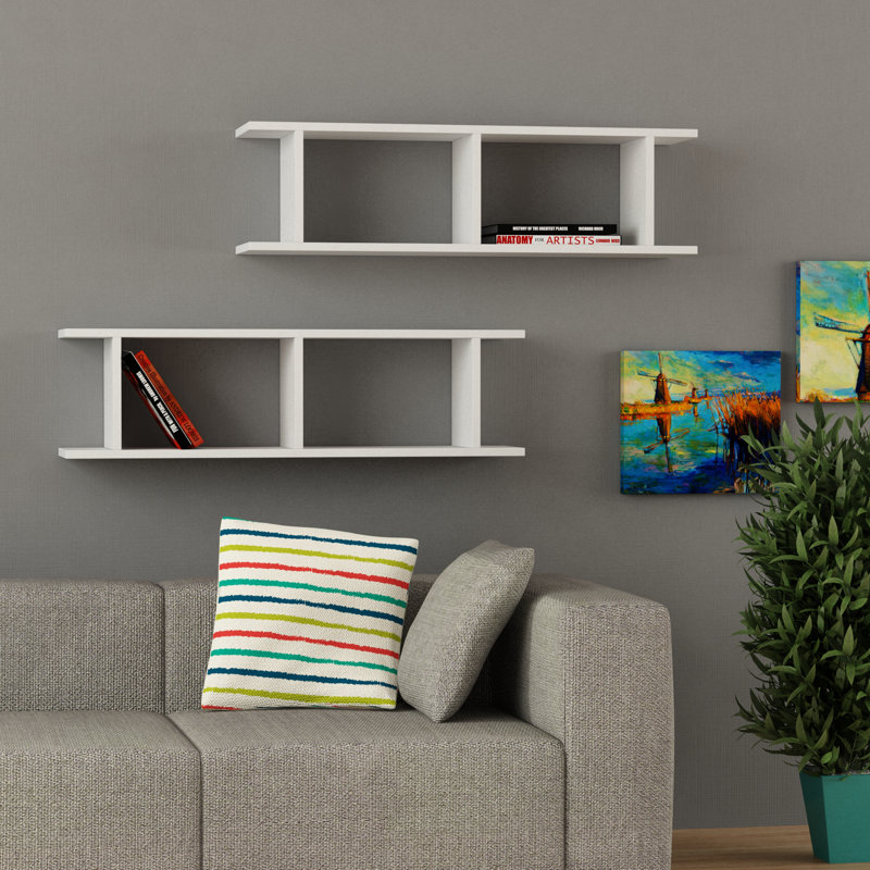 2 Piece Floating Shelf, White