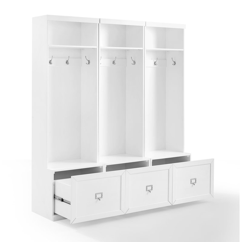 Crestshire 66 " Wide Hall Tree with Drawers and Shoe Storage, White