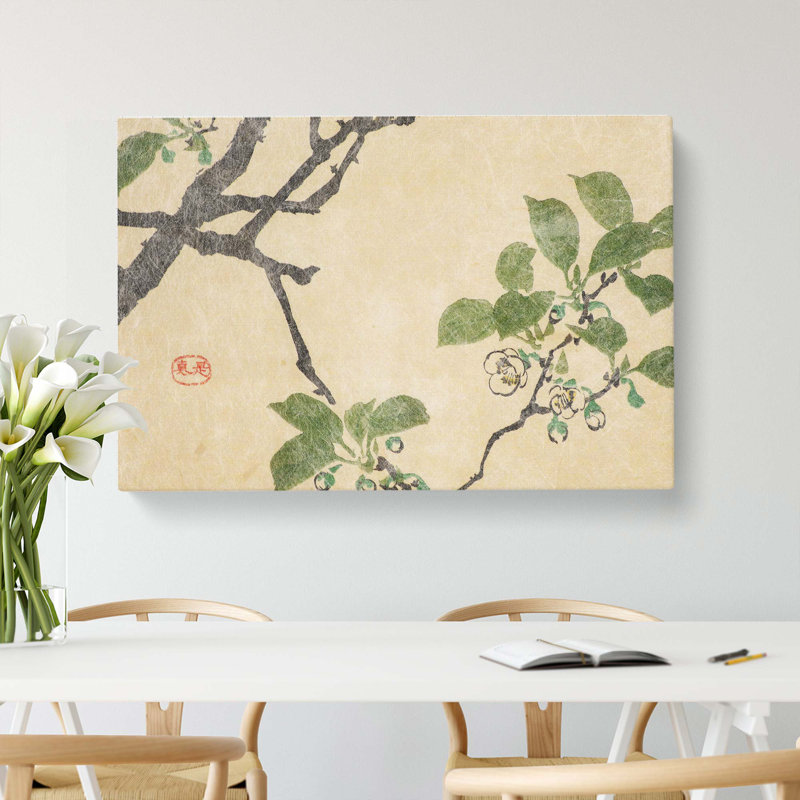 White Plum Flowers by Shibata Zeshin - Wrapped Canvas, 35cm H x 50cm W x 3cm D