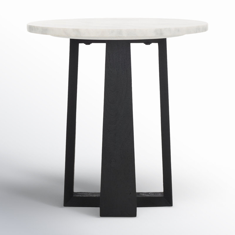 Table de bout Baudelaire, Noir, Marbre blanc gris