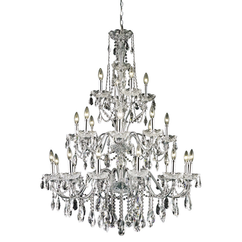 Dagmar 24 - Light Glass Dimmable Tiered Chandelier, Royal Cut, Dark Bronze