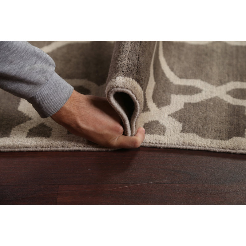 Tapis oriental brun à motif géométrique moderne noué à la main 8 x 10
