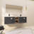 68" Double Sink Wall Mounted Bathroom Vanity, Floating Vanity with 4 Doors, Ceramic Sinks & Storage Shelves-944560957