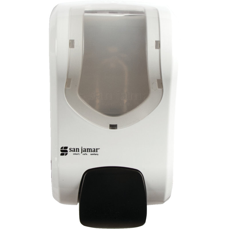 Distributeur de savon, 4.50" H x 4.50" W x 4.50" D, Transparent/blanc