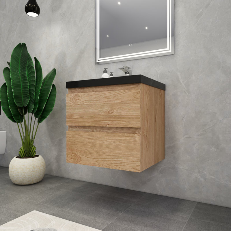 McConnico 23.5'' Single Bathroom Vanity with Acrylic Top, England Oak