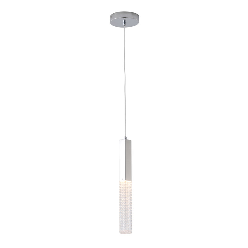 Modern 1 Light LED Glass Pendant, Chrome