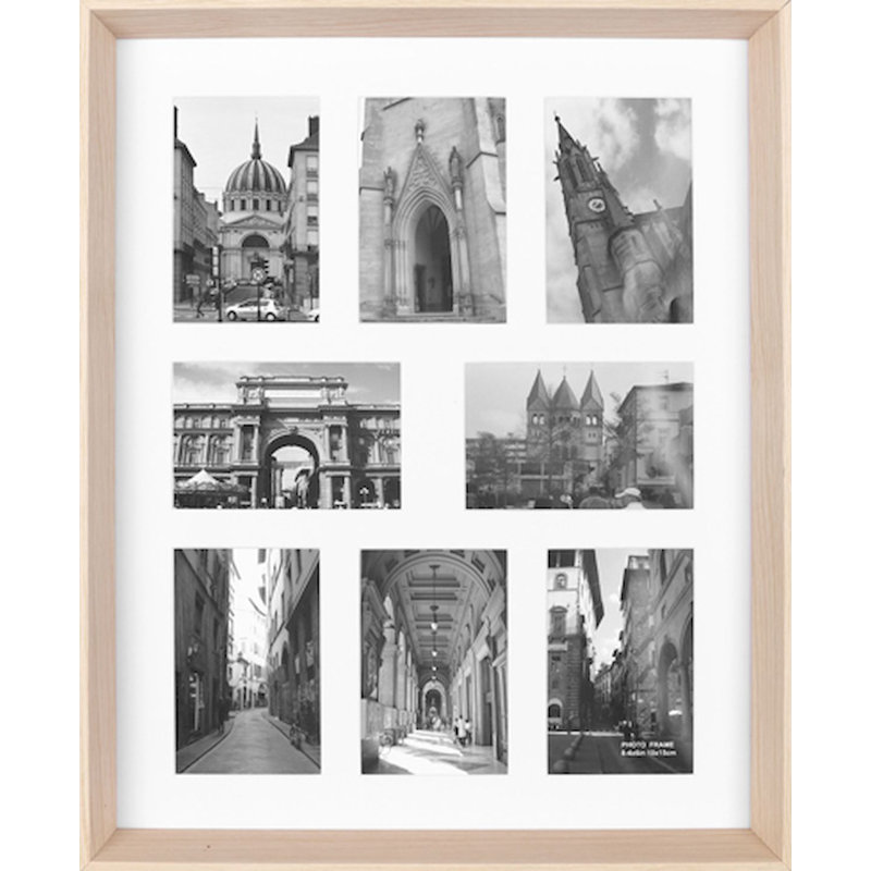 Beige Wood Beveled Picture Frame with Mat
