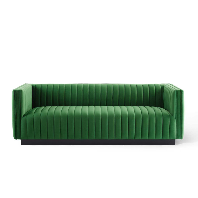 Modway Conjure Channel Tufted Velvet Sofa, Emerald Velvet
