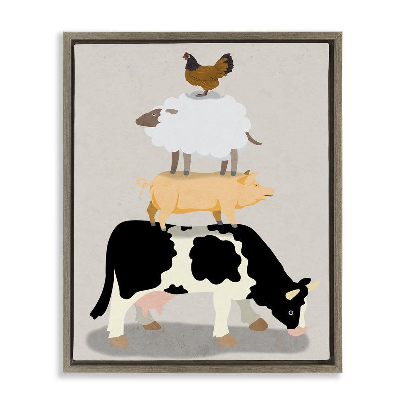 Cadre flottant Farm Stack sur beige, design par Marcus Prime, H 31 po x l 25 po, Cadre flottant orme Montalcino