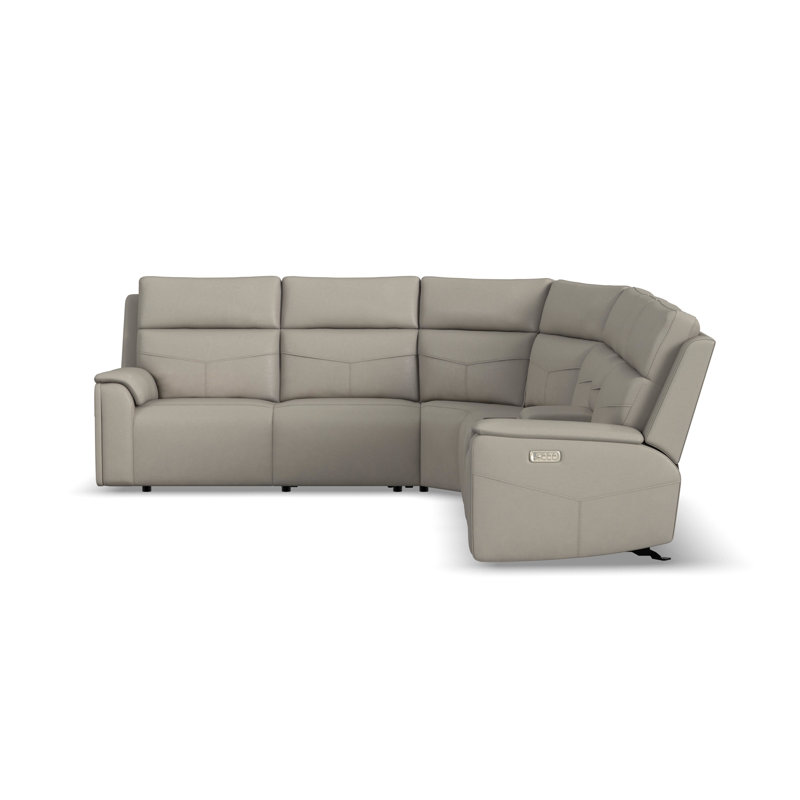 Titus 5 Seat Sectional With Console, Gray Polyurethane