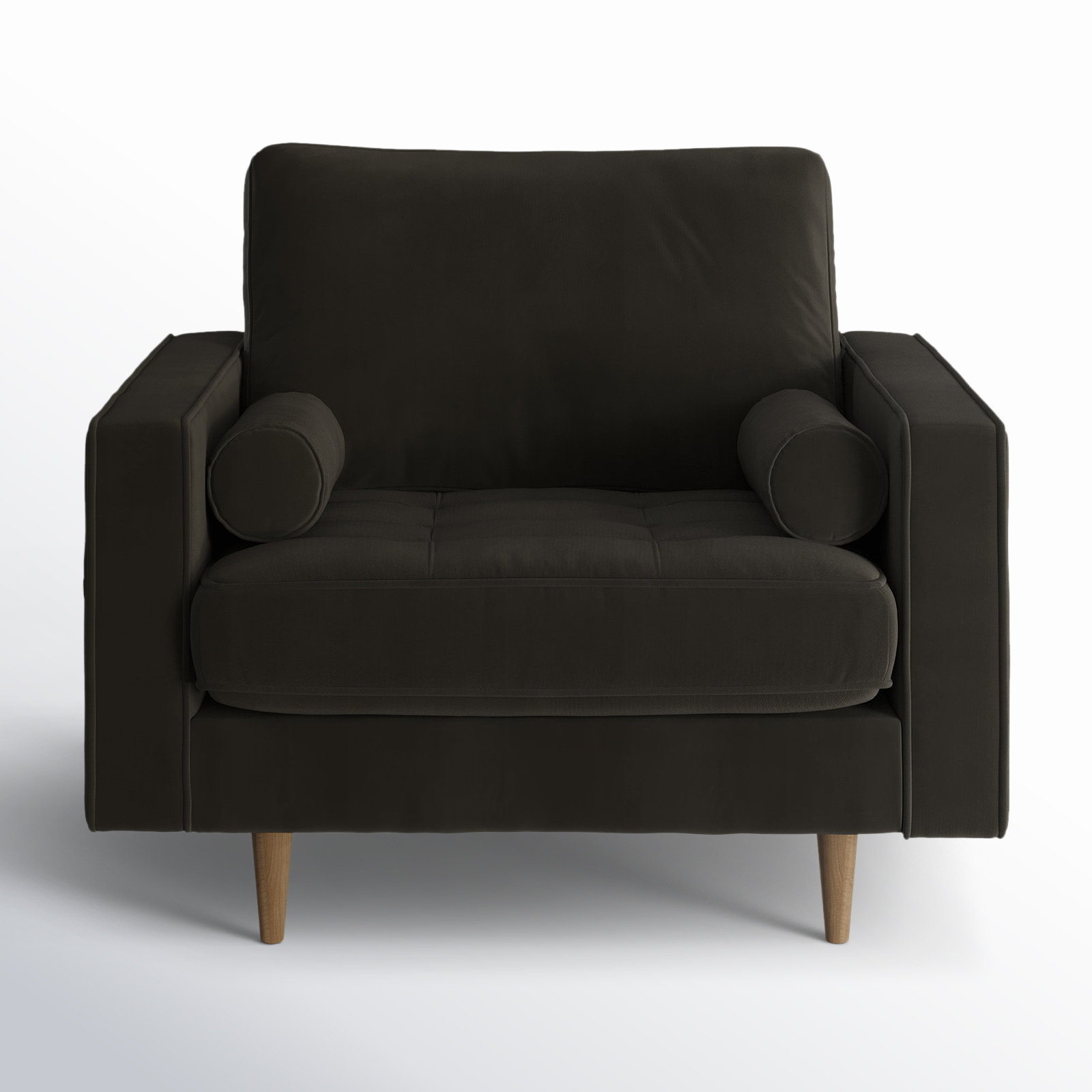 Geo Upholstered Armchair, Bella Smoke Performance Velvet