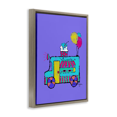 Ice Cream Truck on Purple Floating Frame, design by Susan Lugar