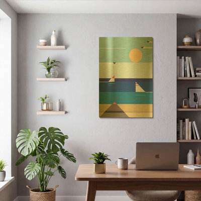  «Quiet Sea» par Antony Squizzato, art mural en métal doré, 24 po x 36 po
