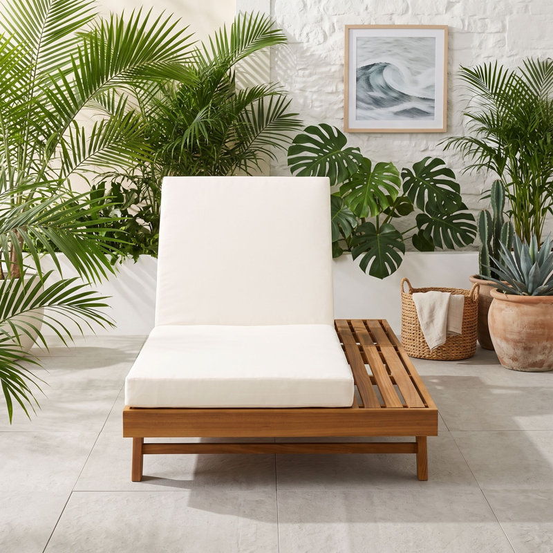 Chaise longue d'extérieur réglable en bois d'acacia, Cream Teak