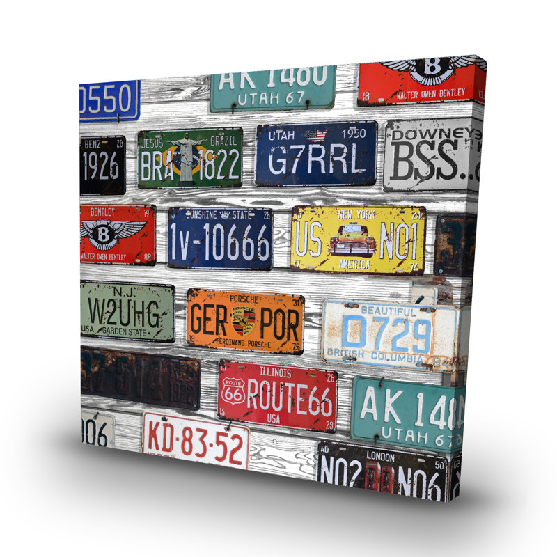 Number plates - 32"x32" art on canvas