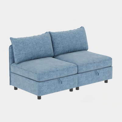 2 Seater Comfy Couch,Loveseat Sofa with 2 Ottoman