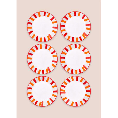 Elegant Service Plate Set (6 Pieces), Vibrant Orange, 7.9 x 7.9 x 1.2 inches | 100% Ceramic, Dishwasher Safe | Perfect for Entertaining & Everyday Use, Stylish and Functional Dinnerware for Your Table