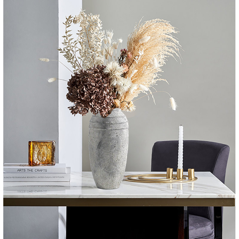 Grand vase en céramique de 12,87 pouces, Gris