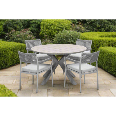 Neodesha Round 122cm 5 Piece 4 Person Outdoor Table set with Figueroa Dining Chairs