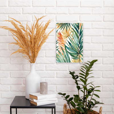 «Warm Tropical Leaves», art abstrait moderne, vibrant et côtier