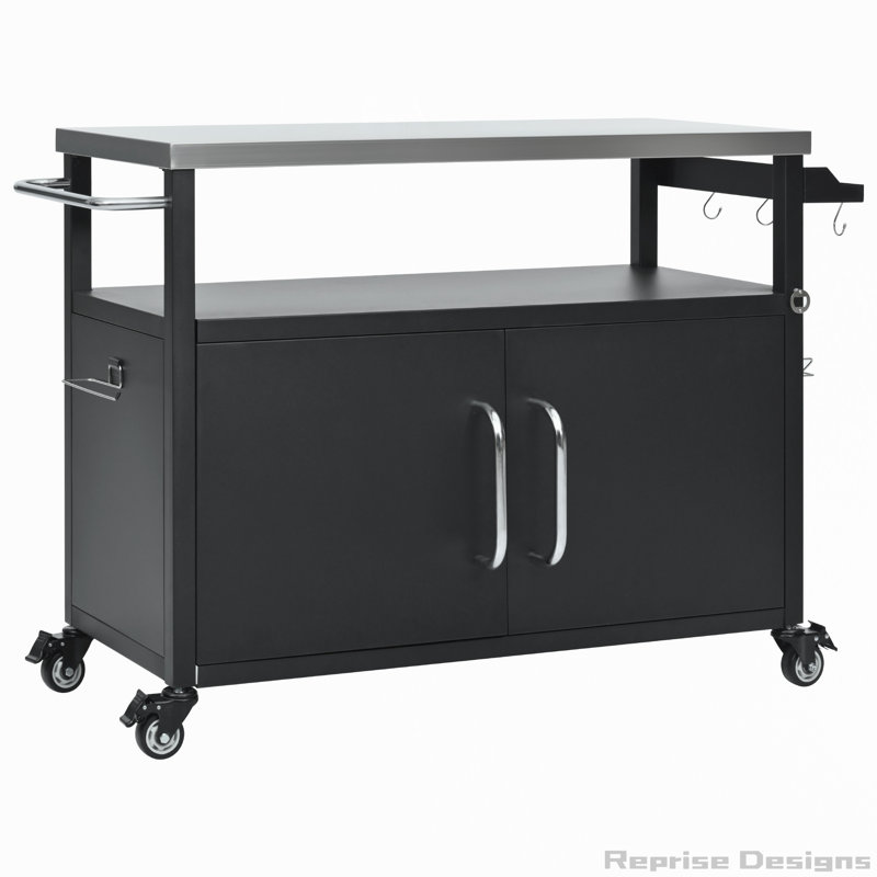 54.5" Outdoor Kitchen Island with Stainless Steel Tabletop