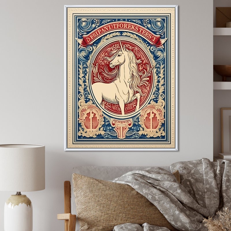Timbre rétro, portrait de cheval I, H 44 po x l 34 po x P 1,5 po, Cadre flottant blanc