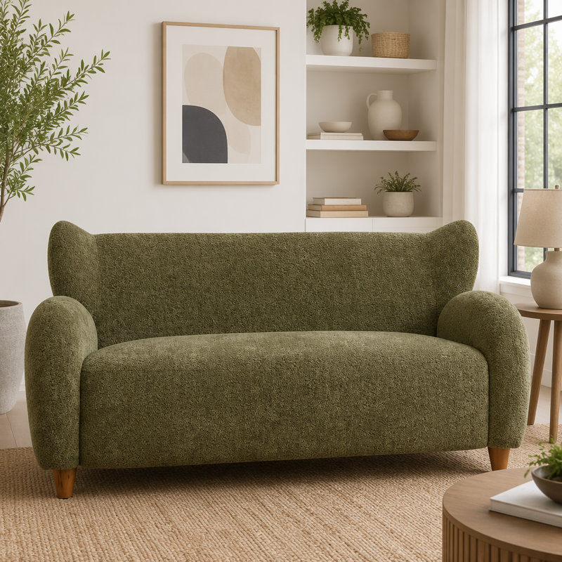 Causeuse en tissu 58 po, Vert olive