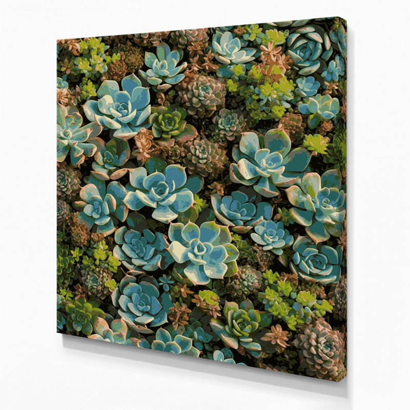 "Watercolor Botanical 83", art mural sur toile verte, H 12 po x l 12 po