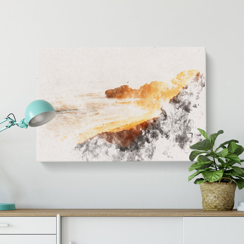 Portsea Beach in Australia Watercolour - Wrapped Canvas, 50cm H x 76cm W x 3cm D