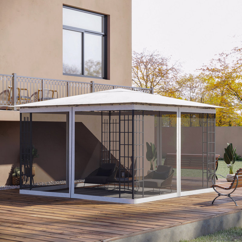 10X12FT Gazebo Sidewall, For Outdoor Use With Mesh Netting (White), White, 6.8" H x 11" W x 11" D