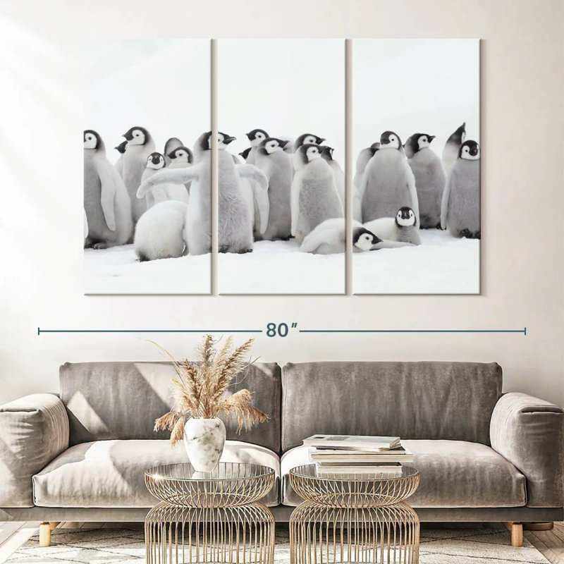Brampt Young Emperor Penguins, 42" H x 65" W