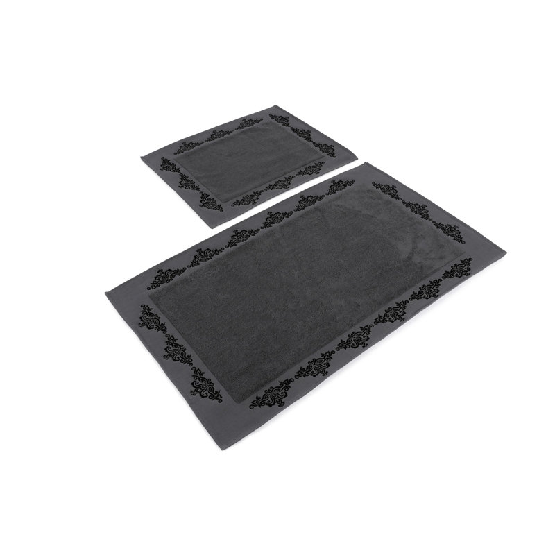Ensemble de tapis de bain 2 pièces Premium, gris foncé, 100% coton | Comprend une serviette à main de 19,7 po x 23,6 po et une serviette de bain de 23,6 po x 39,4 po | Doux, absorbant, 1000 g / m² | Idéal pour la décoration de salle de bain luxueuse et le confort