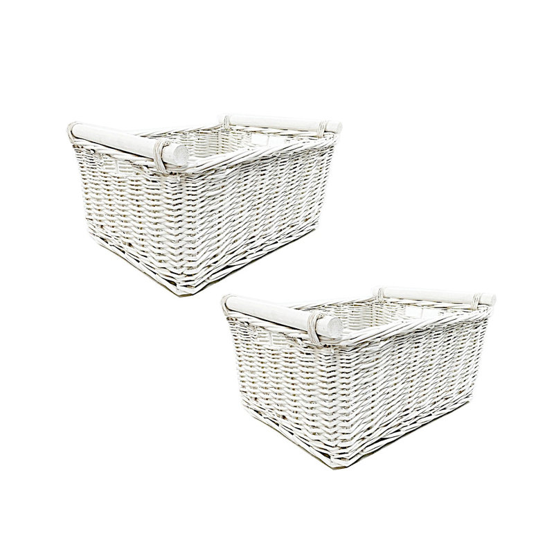 Symple Stuff Wicker Decorative Basket, 20cm H x 45cm W x 35cm D , White